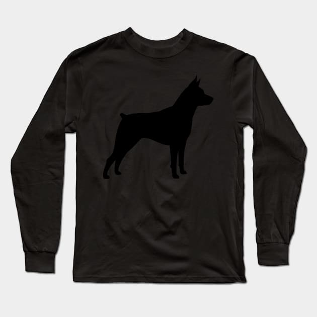 Miniature Pinscher Silhouette(s) Long Sleeve T-Shirt by Coffee Squirrel